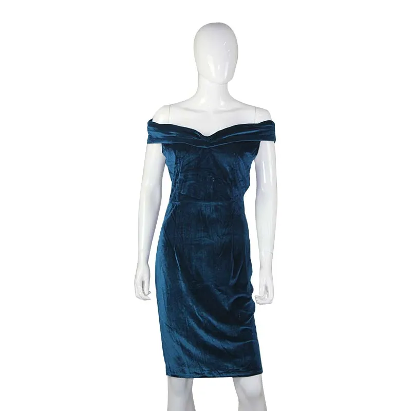 VenusFox Off the shoulder Sexy Slash Velvet Dresses
