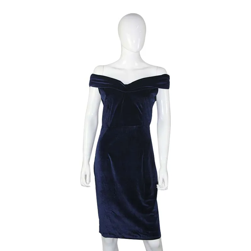 VenusFox Off the shoulder Sexy Slash Velvet Dresses