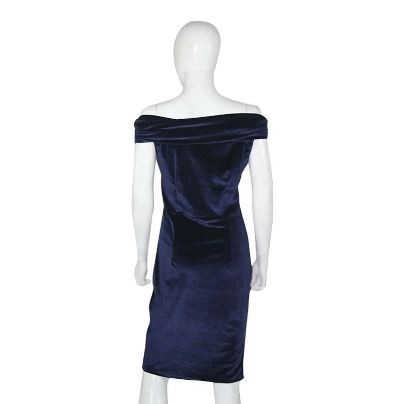 VenusFox Off the shoulder Sexy Slash Velvet Dresses