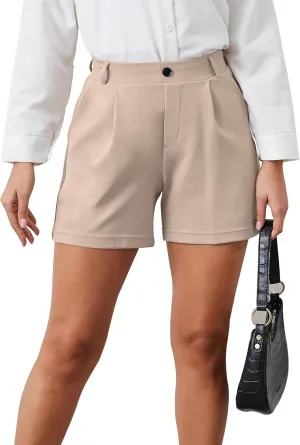 VIMPEP 4"/7" Womens Wide Leg Yoga Dress Shorts, High Waisted Stretchy Pleated Business Casual Shorts with Pockets D601