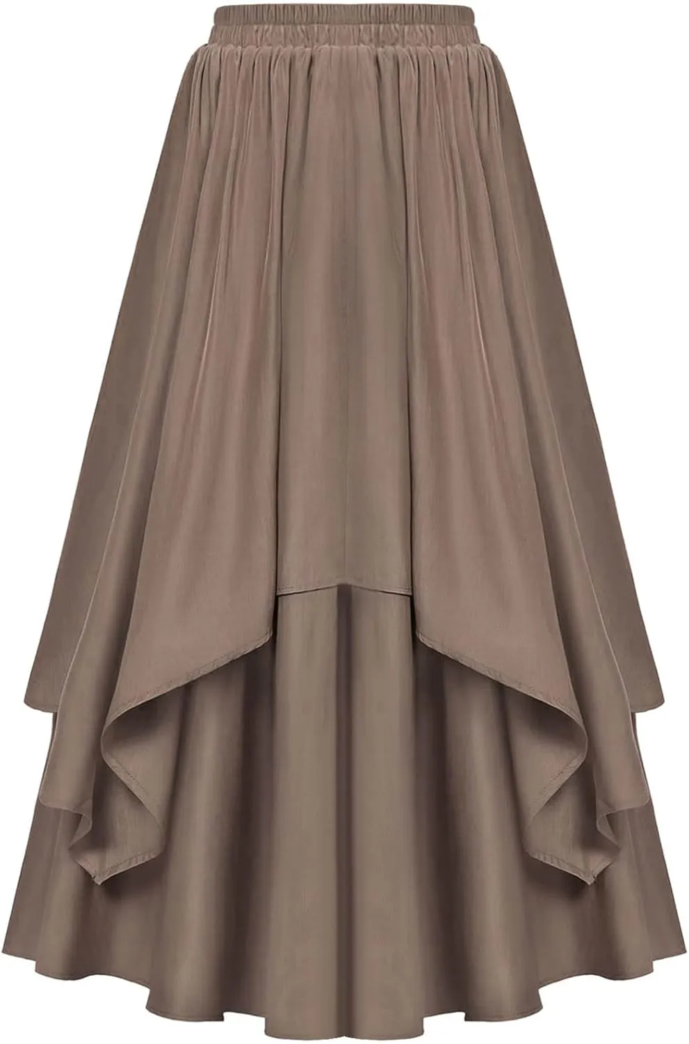 Vintage Ankle-Length Skirts for Women Pleated Tiered Long Skirts High Waisted Asymmetrical Ruffle A Line Maxi Skirt