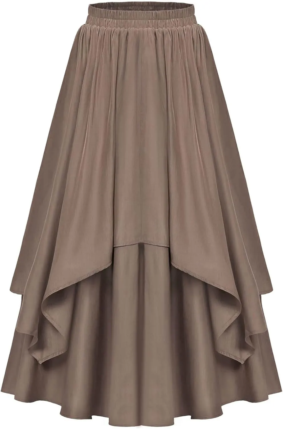Vintage Ankle-Length Skirts for Women Pleated Tiered Long Skirts High Waisted Asymmetrical Ruffle A Line Maxi Skirt