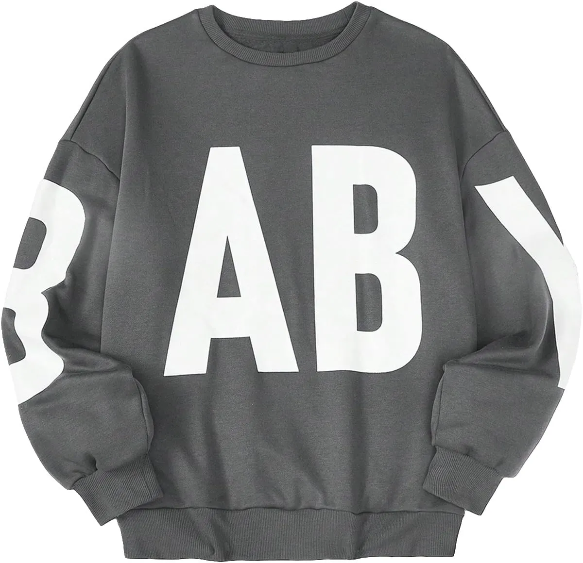 WDIRARA Women's Letter Graphic Print Sweatshirt Crewneck Long Sleeve Casual Pullovers Top