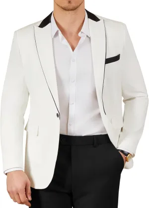 WEEN CHARM Men's Lightweight Suit Jacket Slim Fit Blazer for Spring Summer Single Button Wedding Office Sport Coat