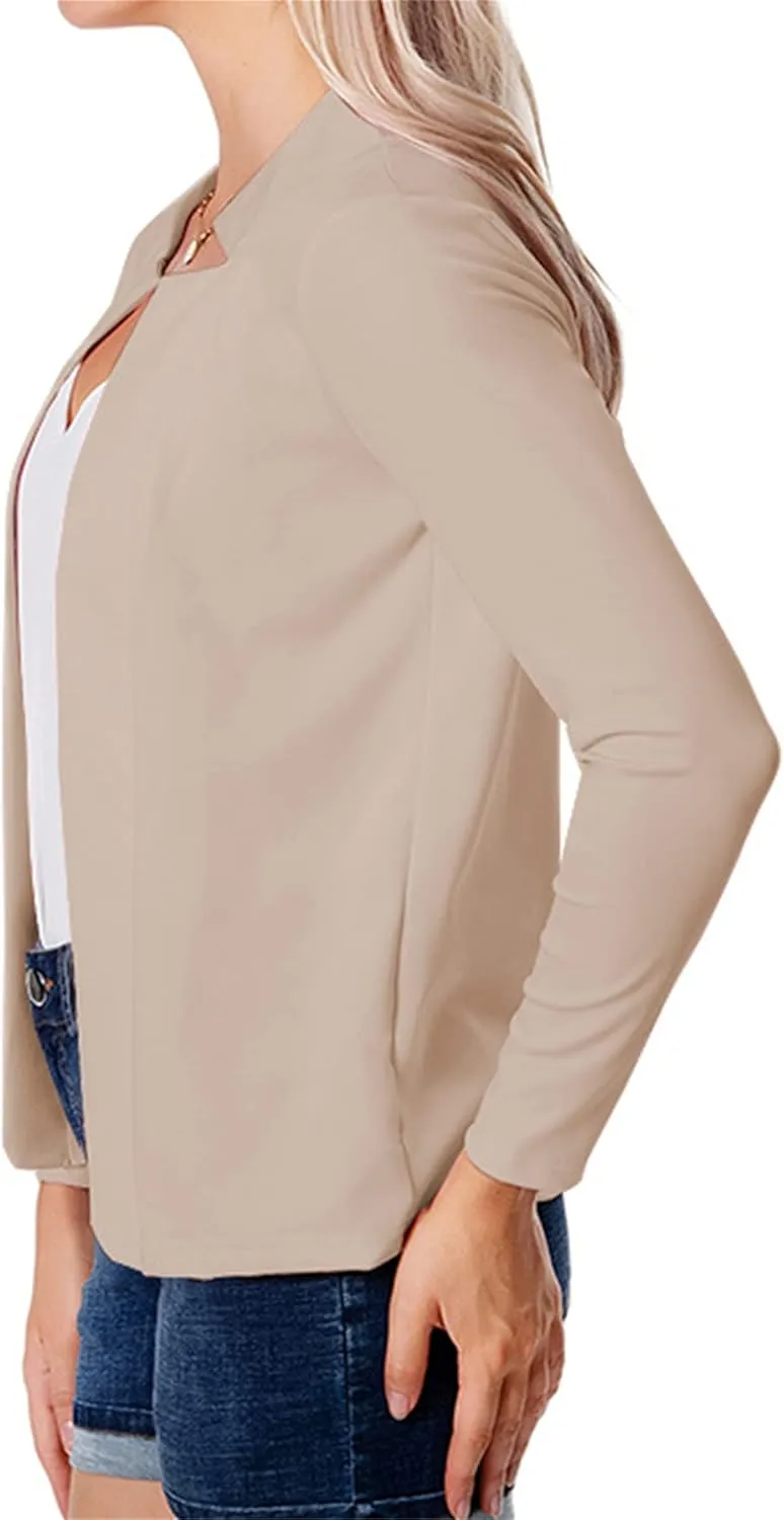 WIWIQS Women's Long Sleeve Open Front Office Blazer Business Lightweight Solid Color Blazers Dressy Casual Lapel Suit Jackets
