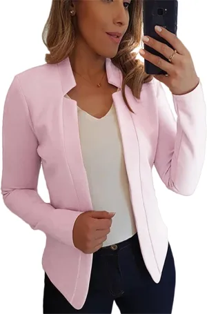 WIWIQS Women's Long Sleeve Open Front Office Blazer Business Lightweight Solid Color Blazers Dressy Casual Lapel Suit Jackets