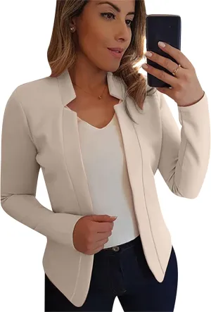 WIWIQS Women's Long Sleeve Open Front Office Blazer Business Lightweight Solid Color Blazers Dressy Casual Lapel Suit Jackets