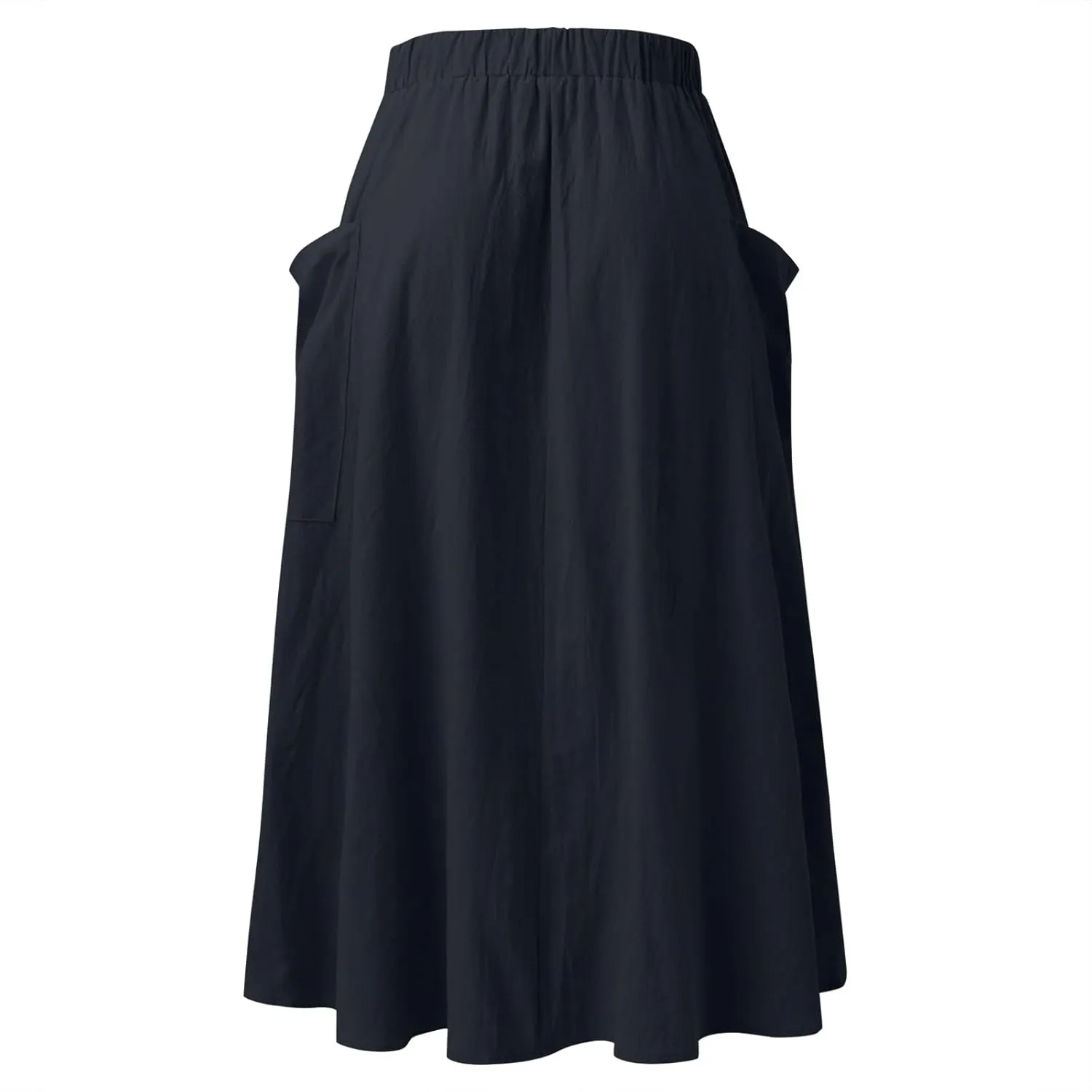 Women 2023 Spring Summer Long Skirts Womens Casual High Waist Pleated A Line Elastic Waistband Midi Skirt with