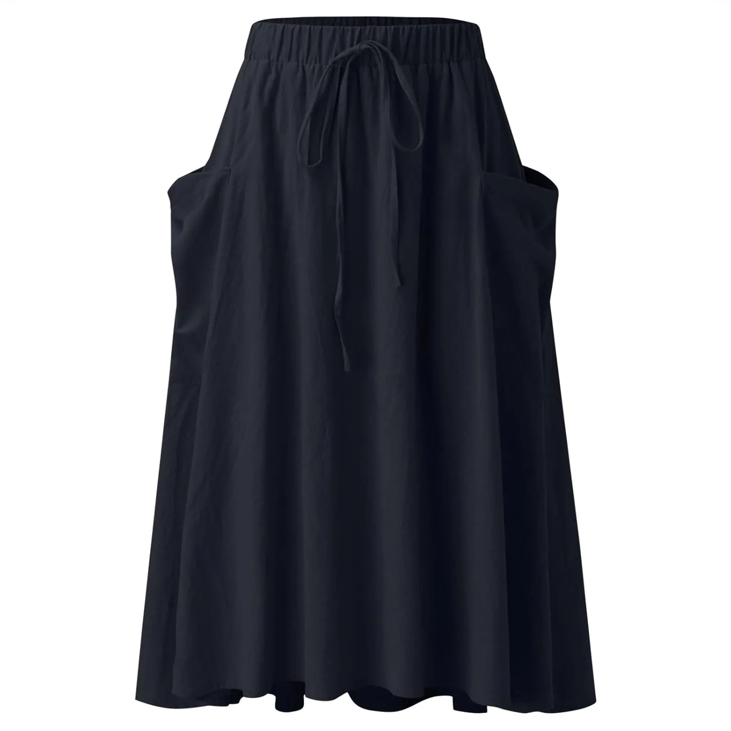 Women 2023 Spring Summer Long Skirts Womens Casual High Waist Pleated A Line Elastic Waistband Midi Skirt with