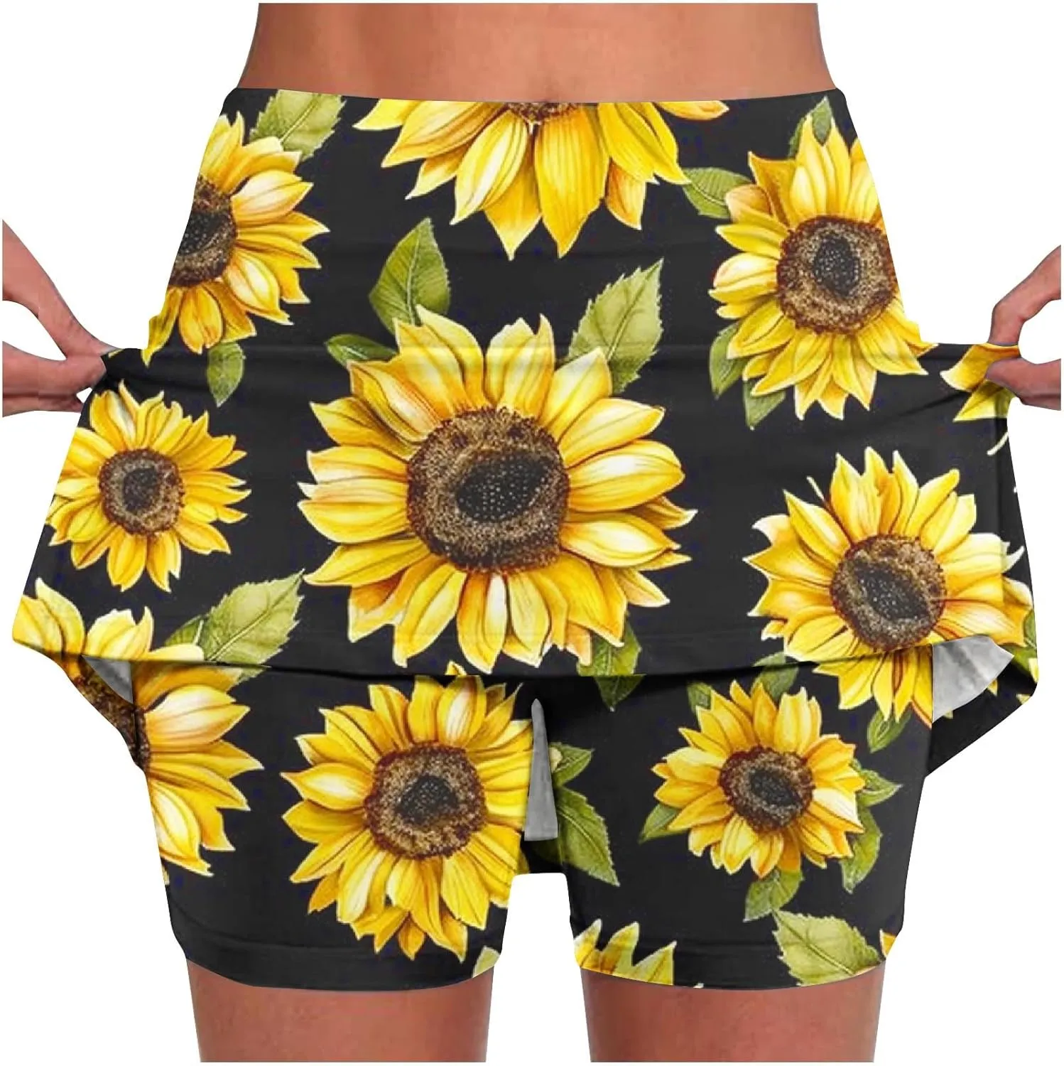 Women Athletic Shorts Trendy Summer Print High Waist Yoga Pant Tennis Skirt Built in Shorts Workout Lounge Golf Skirt