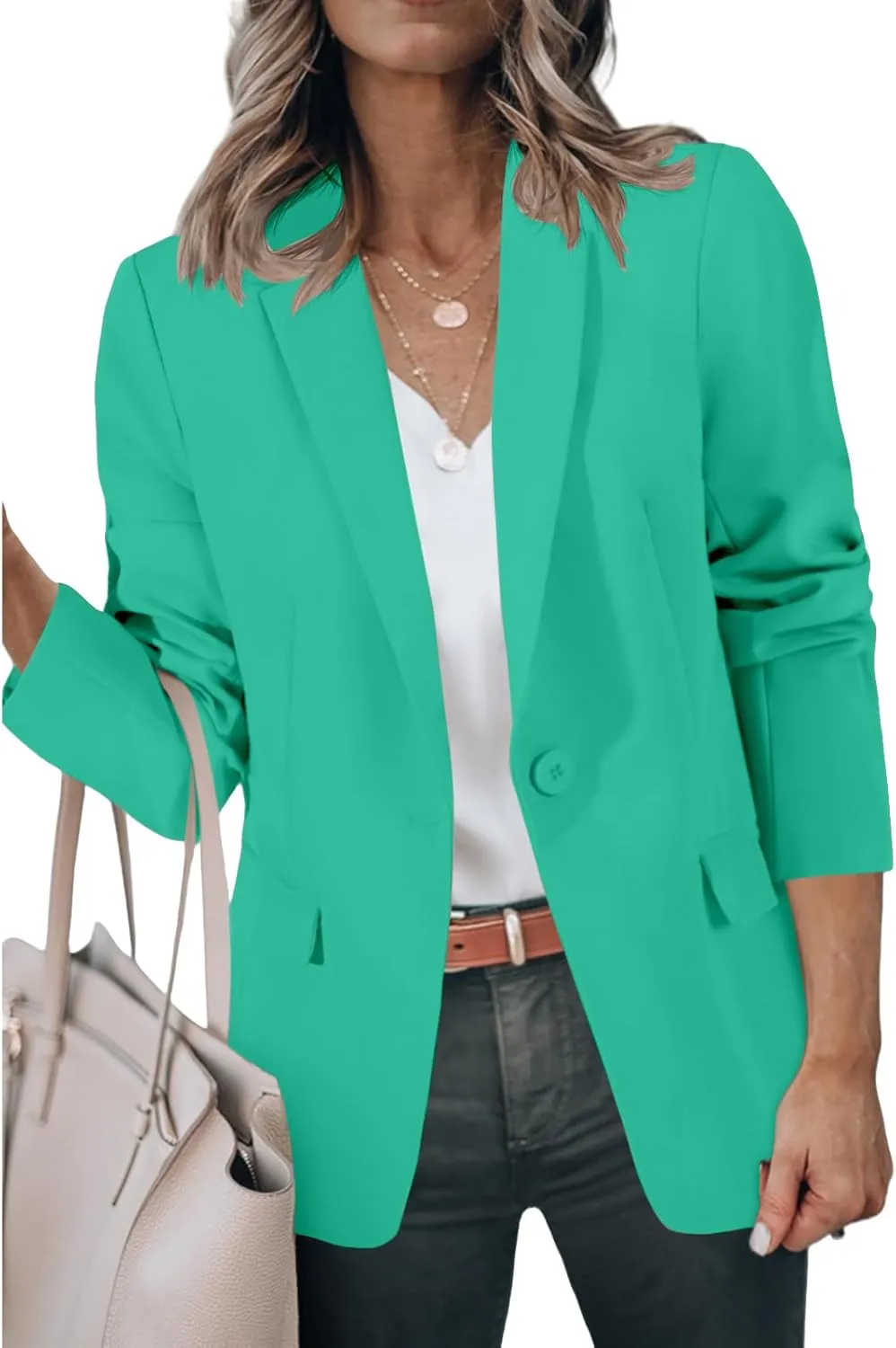 Women Blazers for Work Casual Open Front Long Sleeve Work Office Suit Jackets Lightweight Formal Business Blazer Coat