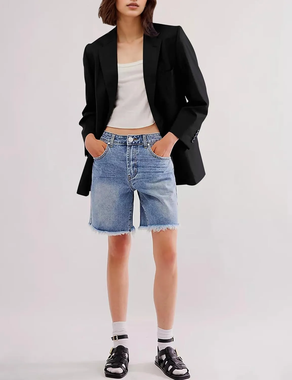 Women Casual Oversized Blazers Bow Tie Blazer Suit Lapel Open Front Office Blazer Jacket Button Down Work Cardigan