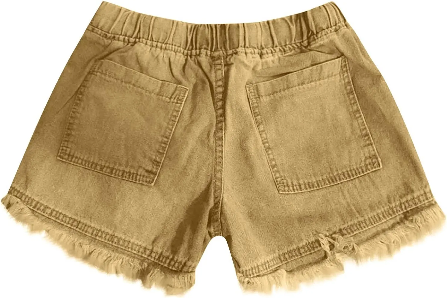 Women Denim Shorts 3 Inch Inseam Casual Summer Elastic High Waisted Jeans Frayed Raw Hem Jean Shorts with Pockets