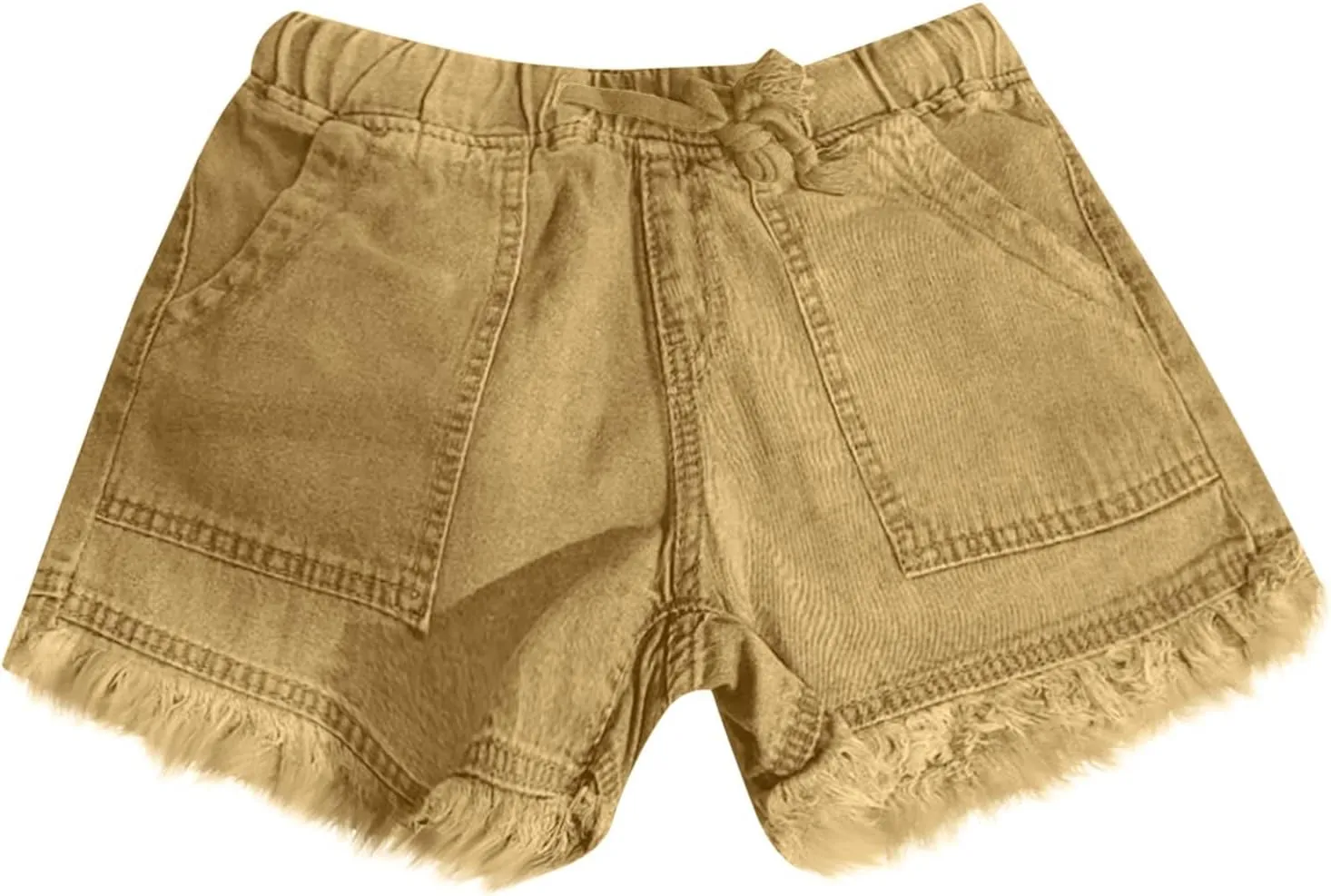 Women Denim Shorts 3 Inch Inseam Casual Summer Elastic High Waisted Jeans Frayed Raw Hem Jean Shorts with Pockets