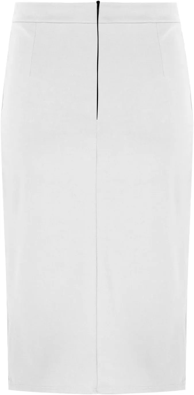 Women Dressy Work Pencil Skirts Stretchy High Waist Bodycon Midi Skirt Solid Business Office Skirt with Back Slit