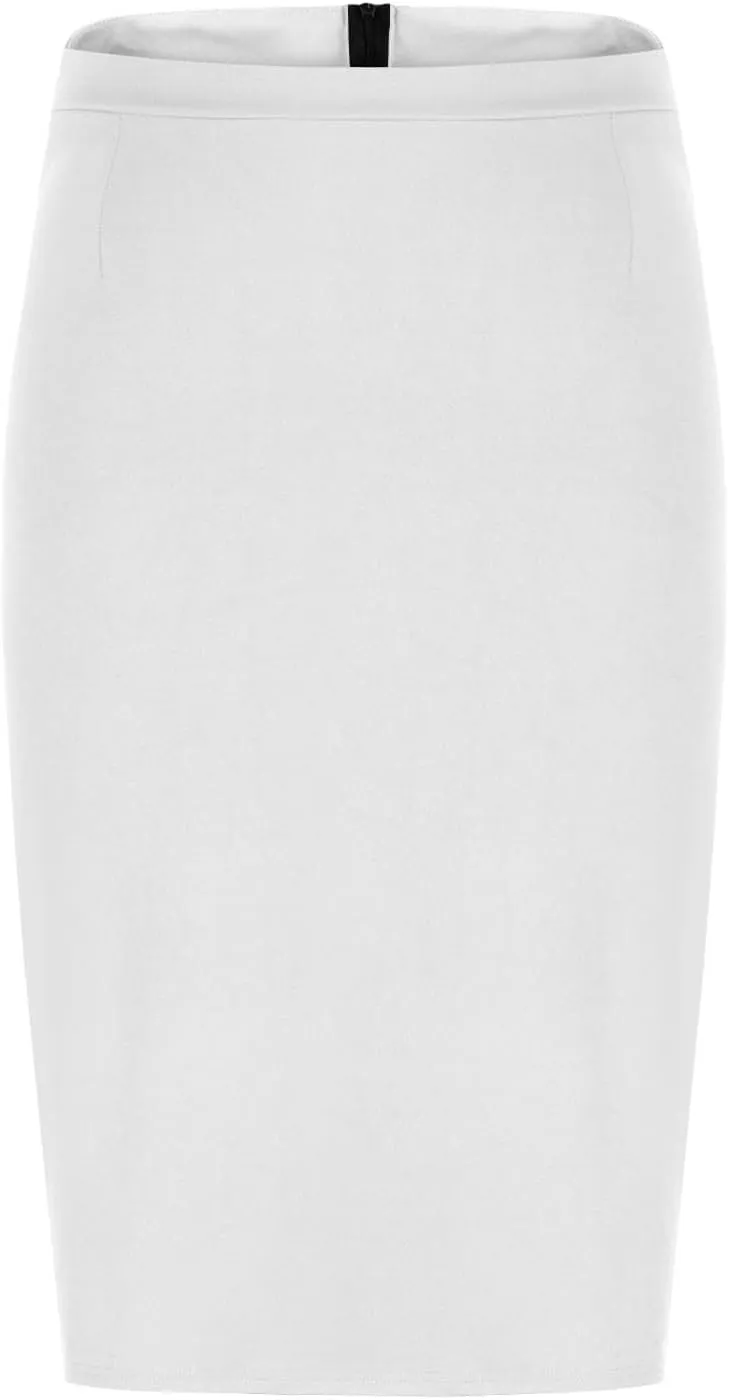 Women Dressy Work Pencil Skirts Stretchy High Waist Bodycon Midi Skirt Solid Business Office Skirt with Back Slit