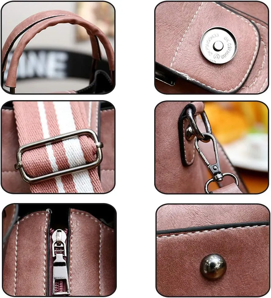 Women Fashion Handbags PU Leather Tote Shoulder Bag Top Handle Satchel Purse