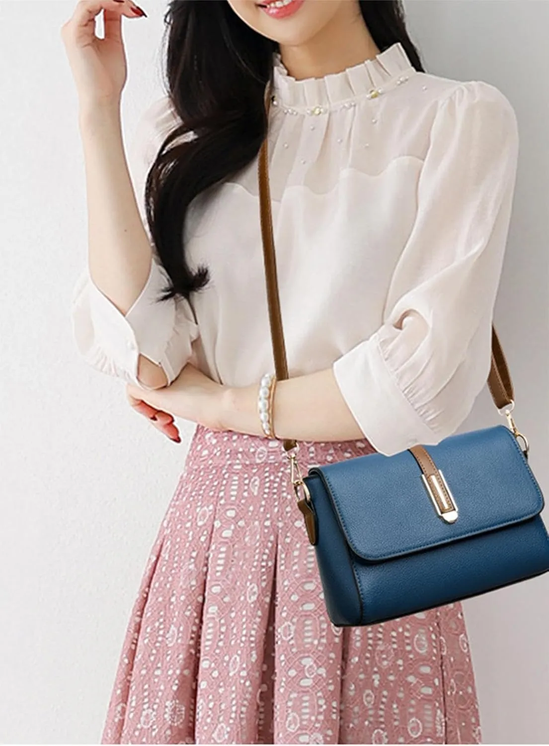 Women Fashion Leather Top Handle Handbags Purse Luxury Small Satchel Purse Shoulder