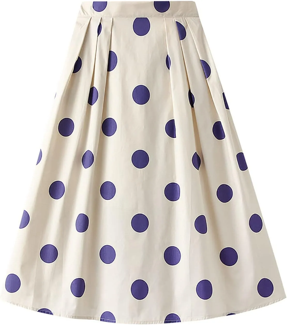 Women Fashion Skirt High Waisted A Line Mid Length Polka Dot Contrast Color Swing Skirt Beach Maxi Skirt Pleated