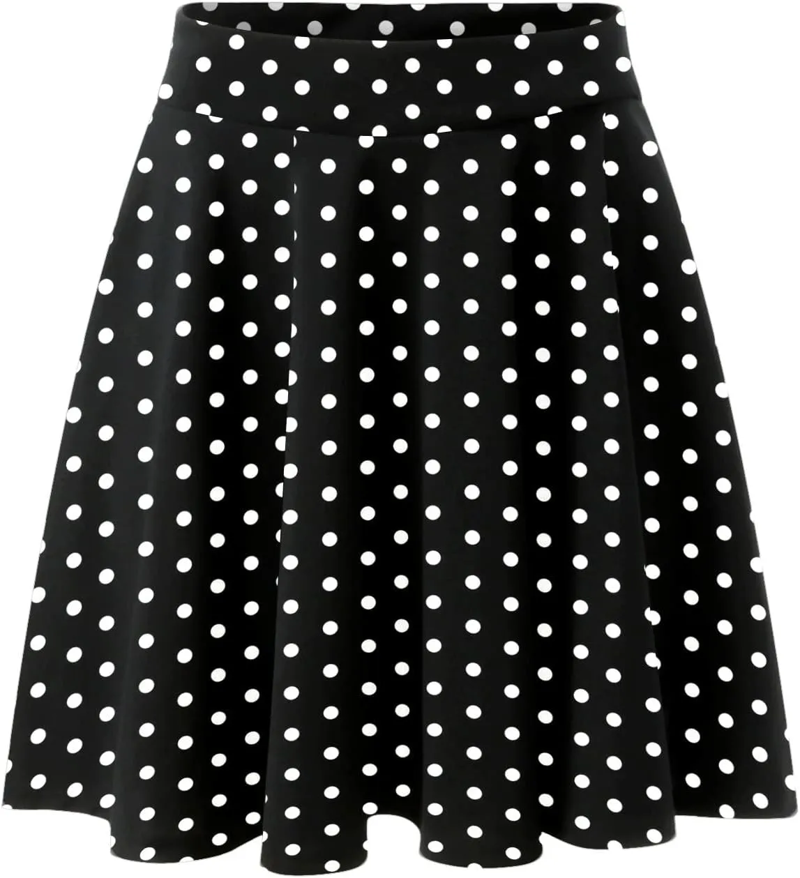 Women Going Out Skirts Womens A Line Midi Skirt Flared High Waist Skirts Polka Dot Pleated Ruffle Hem Vintage