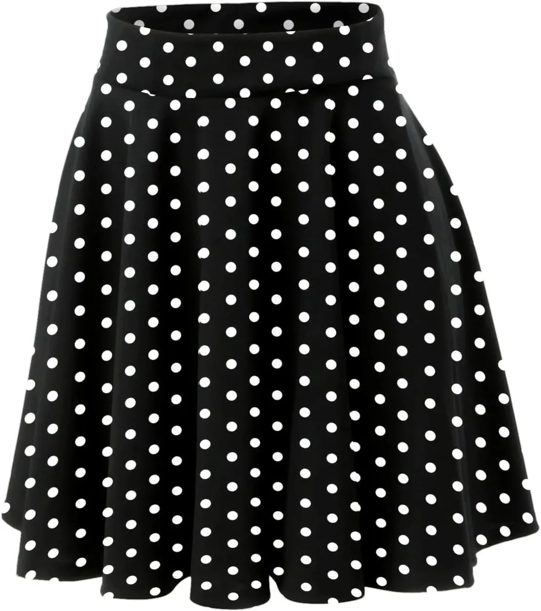 Women Going Out Skirts Womens A Line Midi Skirt Flared High Waist Skirts Polka Dot Pleated Ruffle Hem Vintage