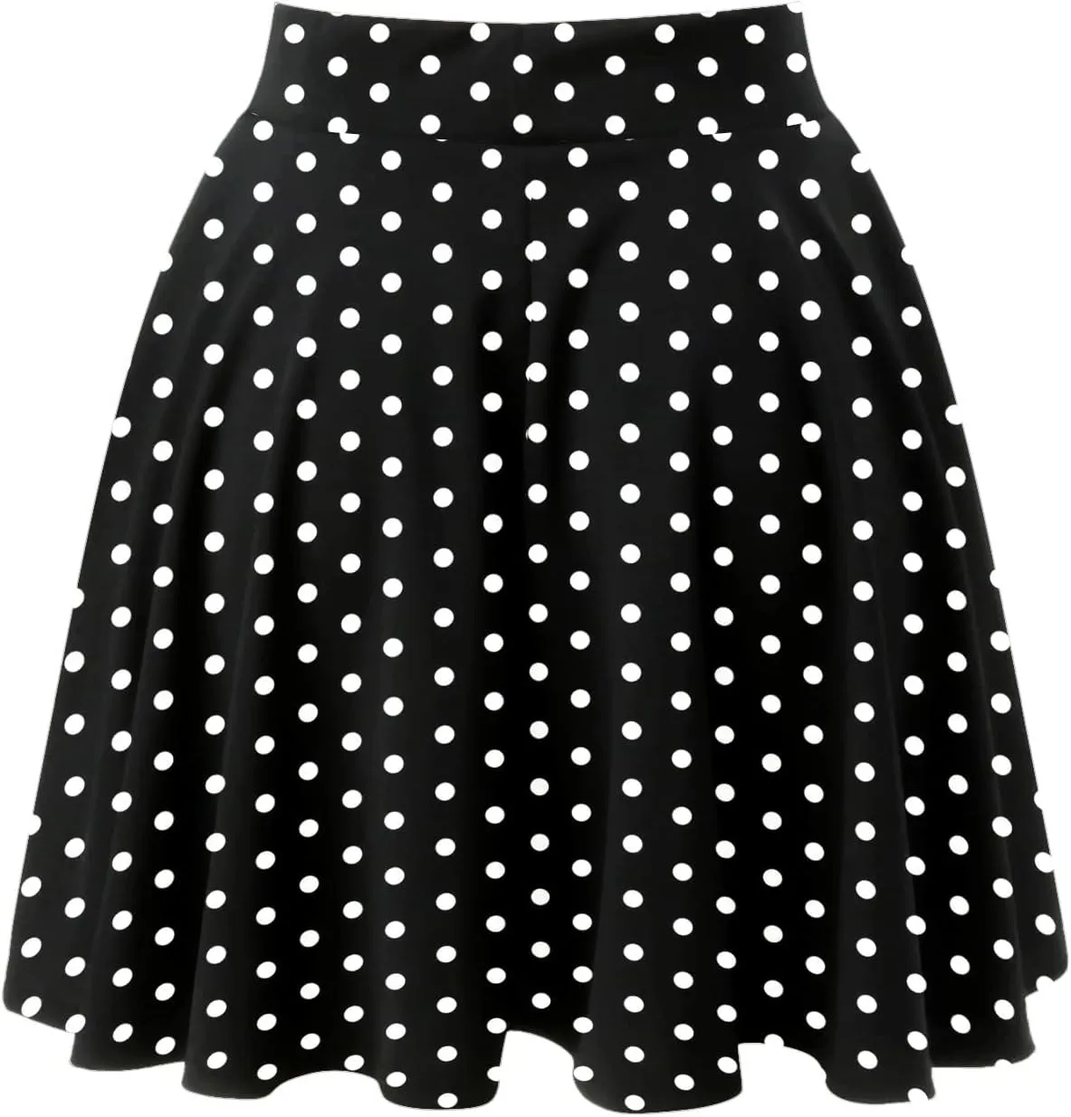 Women Going Out Skirts Womens A Line Midi Skirt Flared High Waist Skirts Polka Dot Pleated Ruffle Hem Vintage