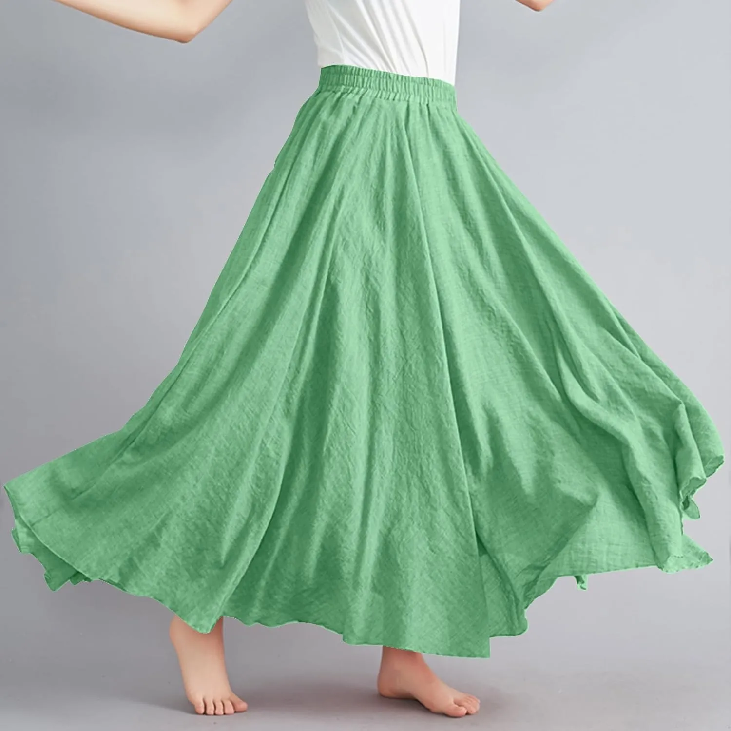 Women Lightweight Boho Maxi Skirts Flowy Beach Long Skirt Elastic Waist Pleated Swing Bohemian Skirts 2025 New