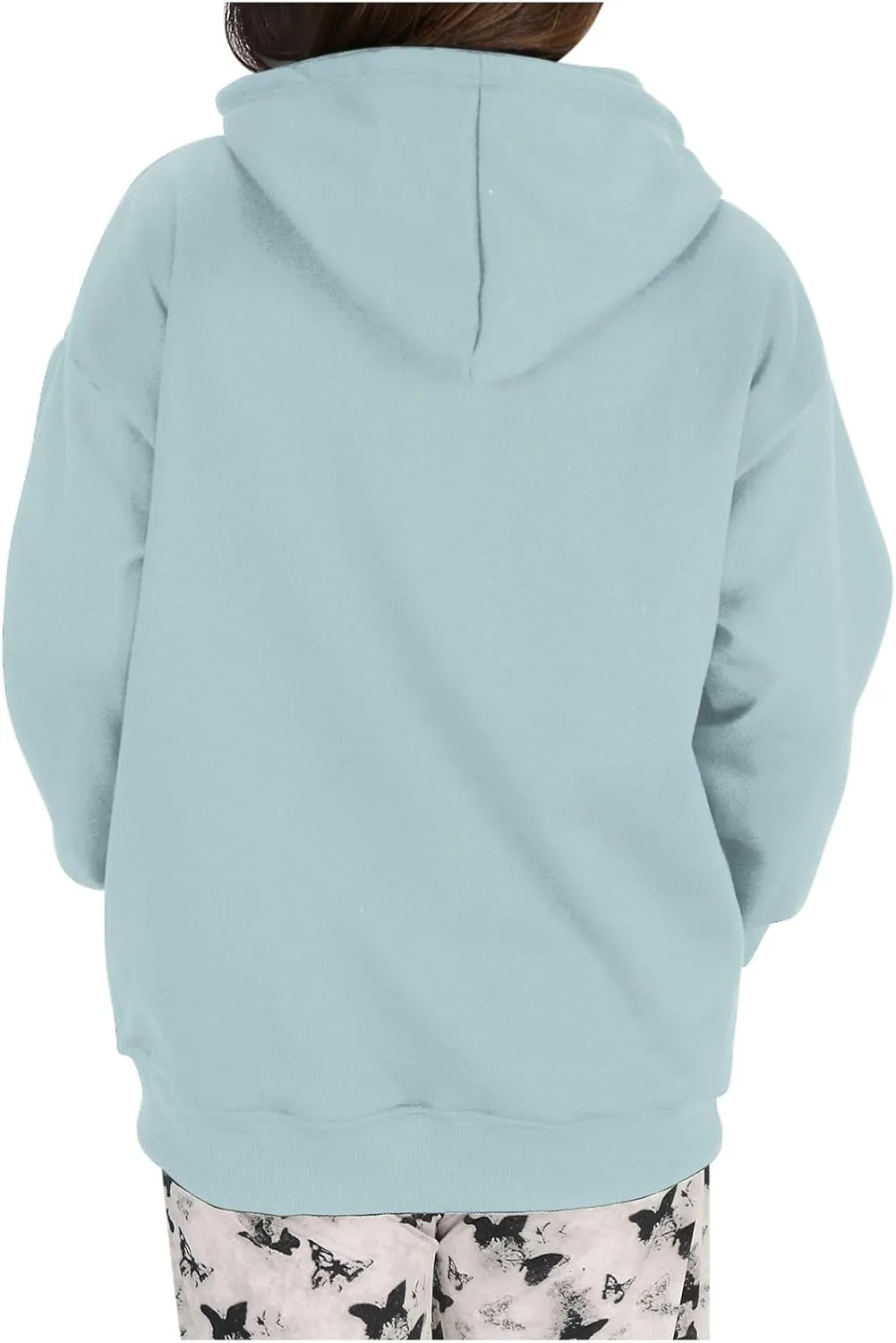 Women Plain Oversized Hoodies Crewneck Hooded Sweatshirt Y2K Cute Pullover Sweater Comfy Fall Outfits Clothes 2024