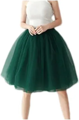 Women Pleated Skirt Sexy Midi Tulle Slight Strech High Waist Skirt
