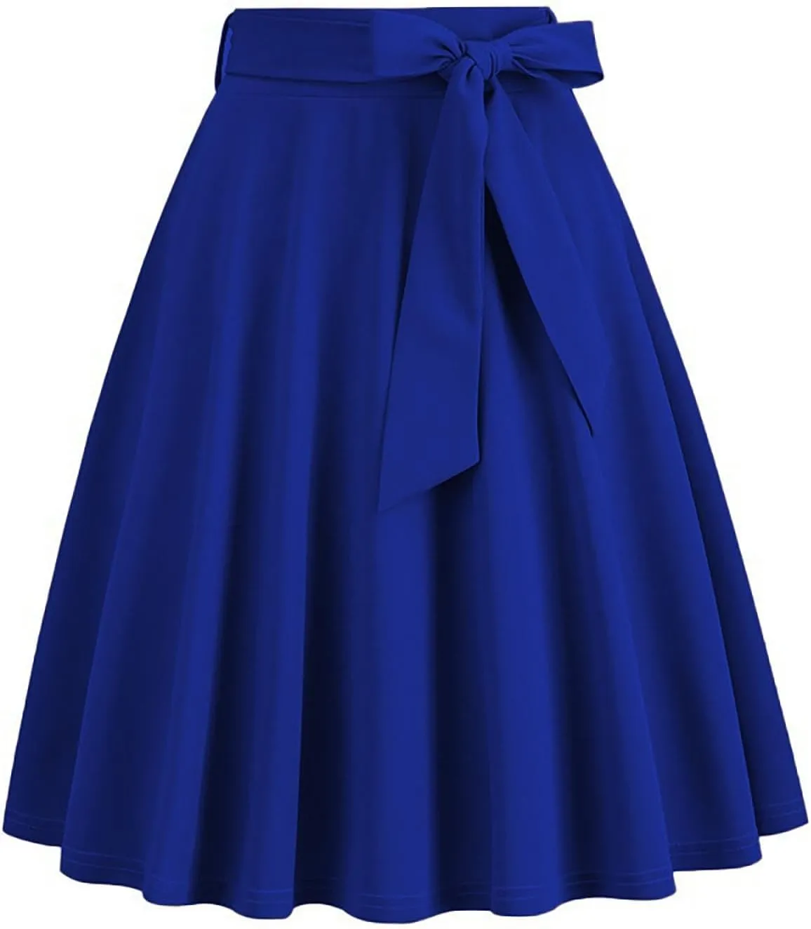 Women Retro Skirt 50s Vintage Hepburn Style High Waist Flared A-Line Skirts Rockabilly Midi Swing Skirt with Pocket