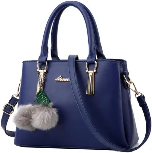 Women Satchel Shoulder Top-handle Bag with Plush Ornaments Tote Purse Handbag