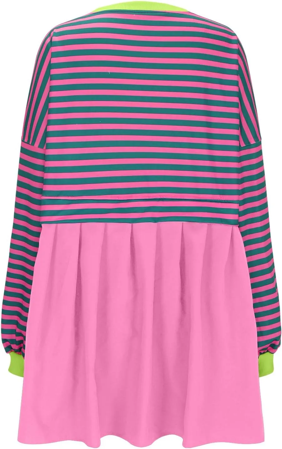 Women Sweatshirts Dress Oversized Striped Long Sleeve Crewneck Pullover Tops Casual Mini Dress Fall Outfits 2024