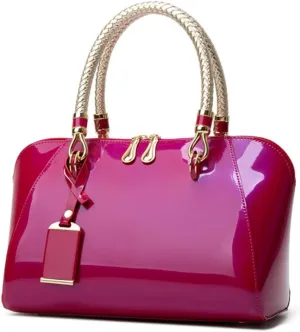 Women Top Handle Satchel Patent Leather Tote Shoulder Bag Small Crossbody Purses