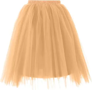Women's 1950s Petticoat Skirts Adult Puffy Tutu Skirt Pleated Tulle Petticoat Tutu Underskirt Puffy Tutu Skirt