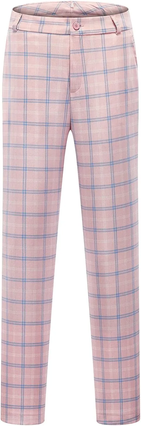 Womens 2 Piece Plaid Suits Set Business Office One Button Blazer Jacket Casual Long Sleeve Pant Suit Set