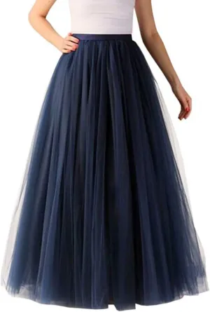 Women's A-Line High Waisted Midi Skirt Skirts for Women Pleated Princess Mesh Women Skirt Dancing Skirt Thin