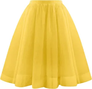 Women's Beach Vacation Clothes Summer Casual Loose Trendy Elastic High Waist Solid Color Party Dance Skirts, S-2XL