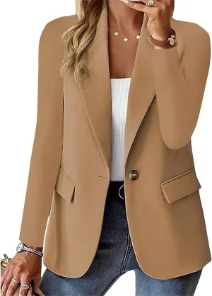 Women's Blazer Casual Bussiness Outfit Long Sleeve Lapel Suit Jacket Open Front Cardigan Work Office Blazer with Pocket
