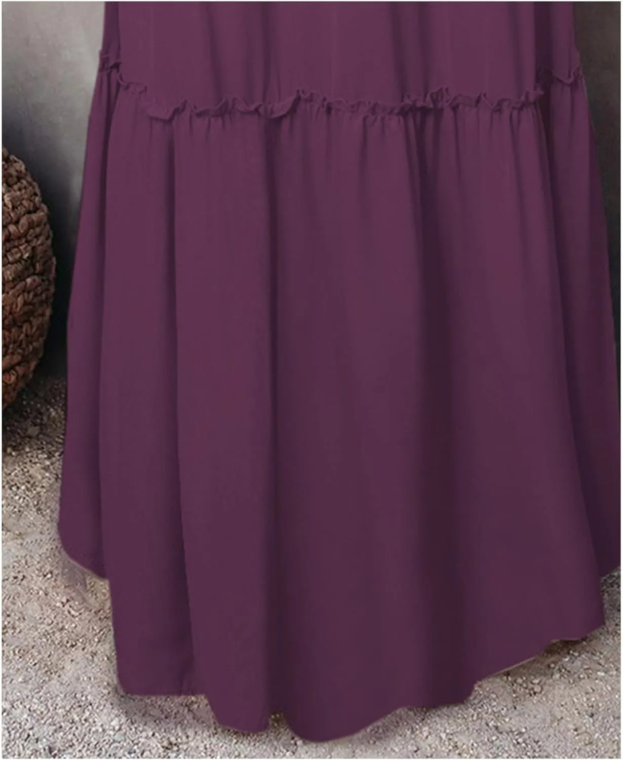 Womens Bohemian Long Maxi Skirt Elastic High Waist Flowy Swing A Line Ruffle Tiered Maxi Skirt Long Beach Skirts