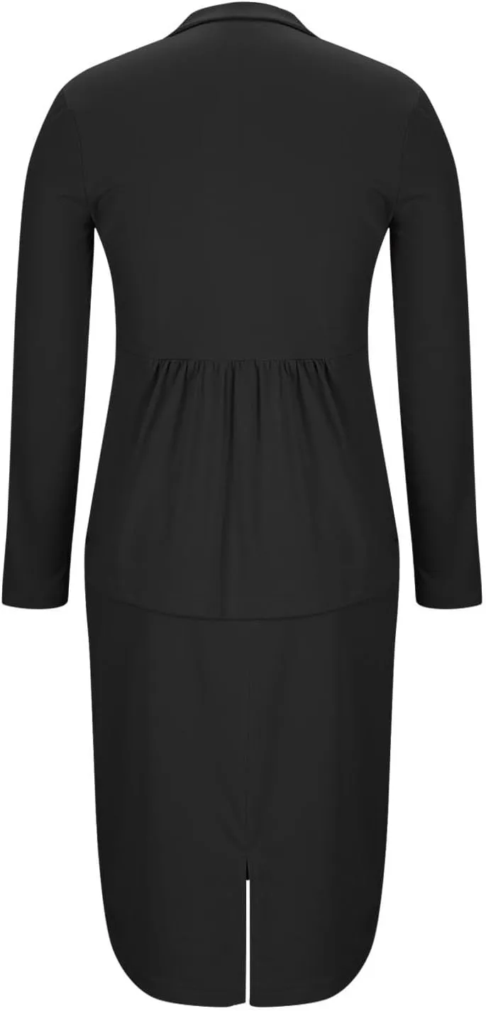 Women's Business Suit 2 Piece Long Sleeve Skirt Suit Set Lady Blazer Office Work Solid Color Slim Fit Jacket Outfits