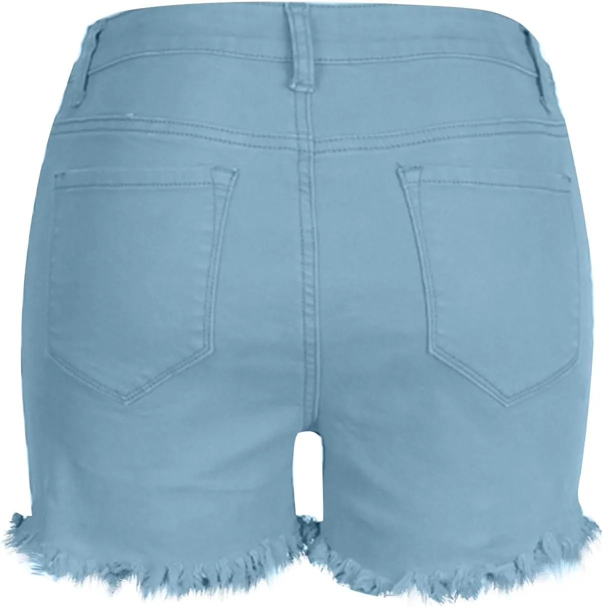 Womens Button Fly Denim Jean Shorts High Waisted Denim Short Stretchy Denim Short Frayed Raw Hem Ripped Jean Shorts