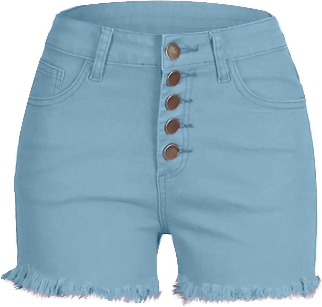 Womens Button Fly Denim Jean Shorts High Waisted Denim Short Stretchy Denim Short Frayed Raw Hem Ripped Jean Shorts