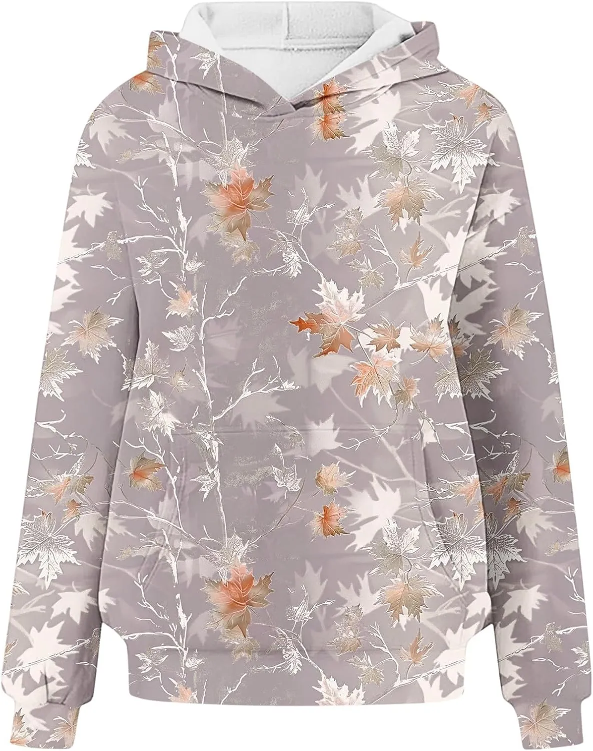 Womens Camo Hoodie Sweatshirt Oversized Maple Leaf Print Cute Hooded Sweatshirt Hoodies Pullover Trendy Fall Clothes