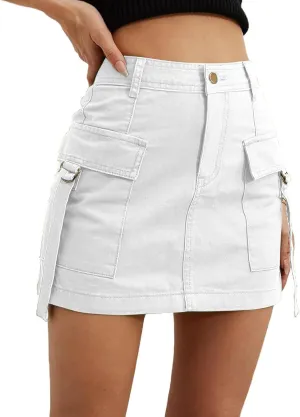 Women's Cargo Skirt Casual Wrap Bodycon Pockets Skirts Solid Color Low Waisted Pure Comfort Skirt 2025 Outfits