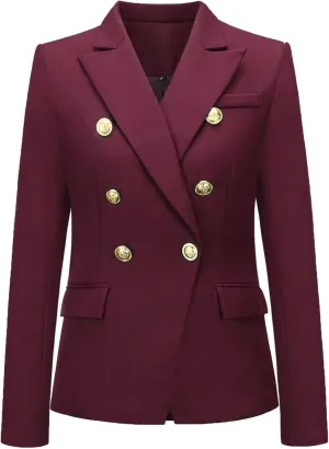 Women's Casual Blazer Solid Double Breasted Blazer Suit for Women Open Front Women Work Suit Jacket Blazers
