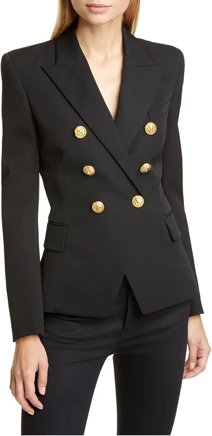Women's Casual Blazer Solid Double Breasted Blazer Suit for Women Open Front Women Work Suit Jacket Blazers