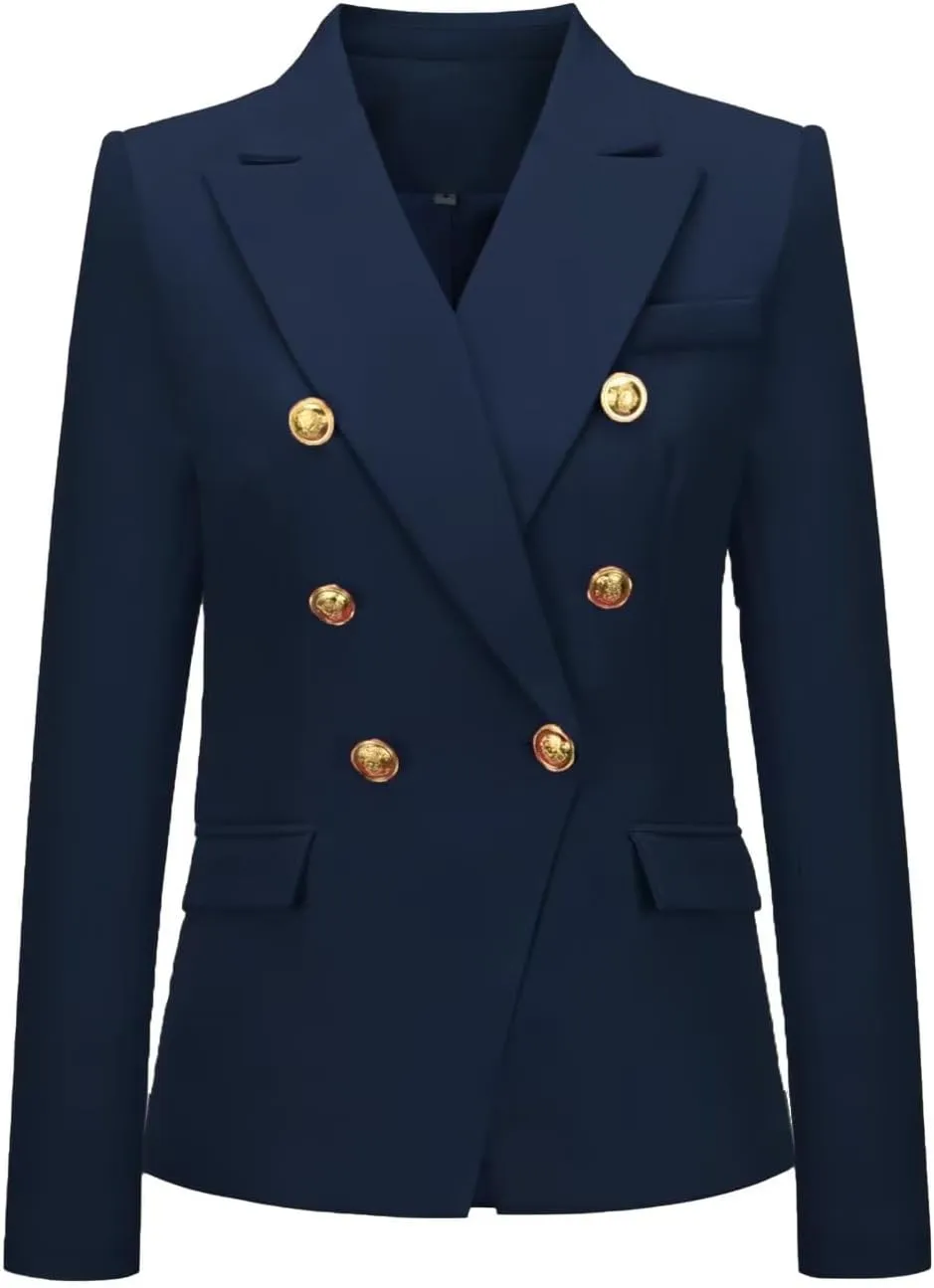 Women's Casual Blazer Solid Double Breasted Blazer Suit for Women Open Front Women Work Suit Jacket Blazers