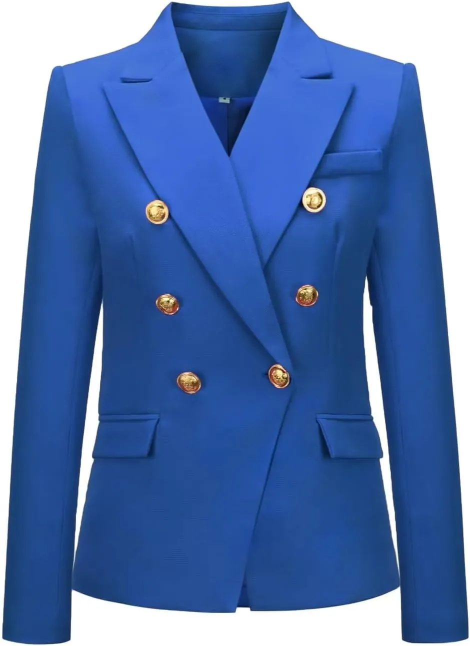Women's Casual Blazer Solid Double Breasted Blazer Suit for Women Open Front Women Work Suit Jacket Blazers