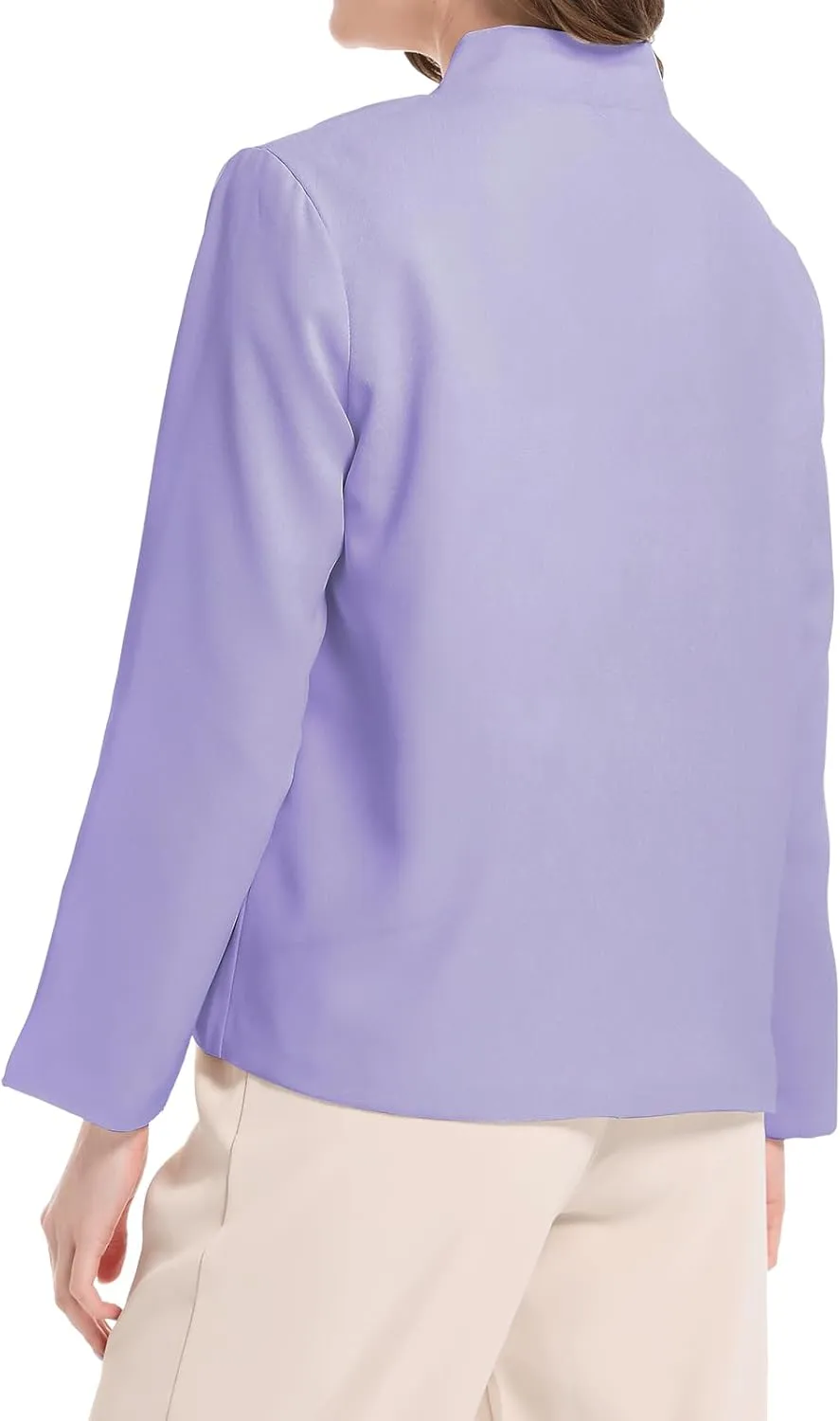 Women's Casual Business Open Front Long Sleeve Notch Lapel Lightweight Office Blazer Jacket
