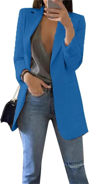 Women's Casual Lapel Jackets Long Sleeve Blazers with Pockets Basic Open Front Suits